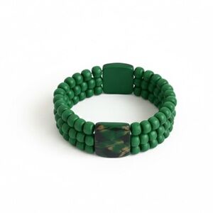 GREEN JASPER BEADED BRACELET. GOOD CONDITION. BOHO CHIC